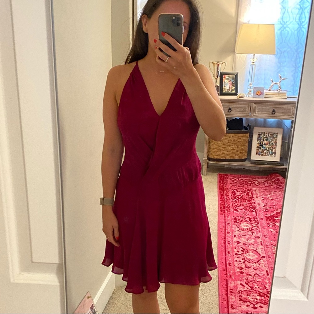 Haute Hippie raspberry short silk dress